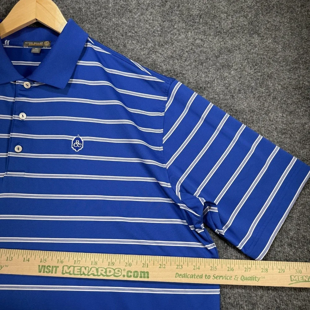 Peter Millar Summer Comfort Golf Polo Shirt Men's XL Blue Performance RCC Logo‎